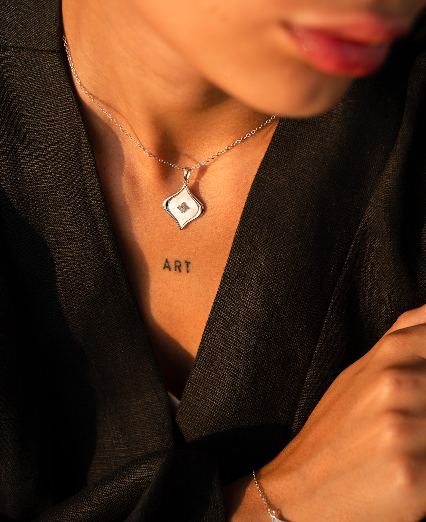 Elysian Bloom Elegant Silver Necklace