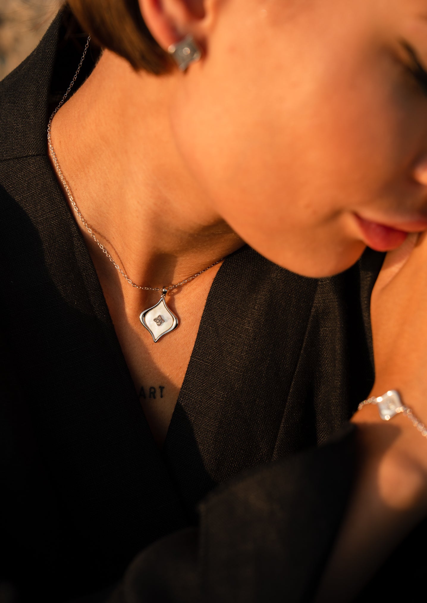 Elysian Bloom Elegant Silver Necklace