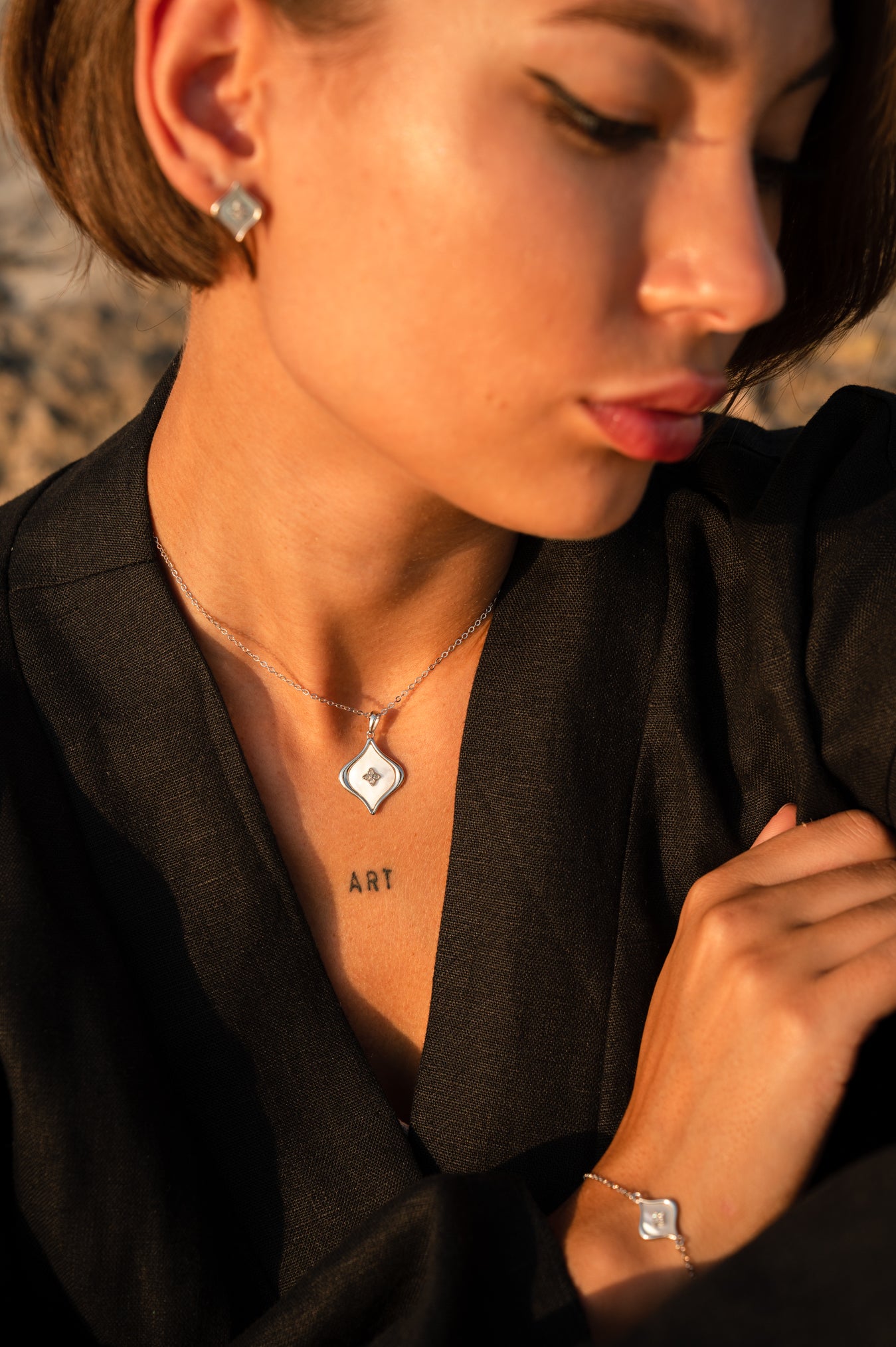 Elysian Bloom Elegant Silver Necklace